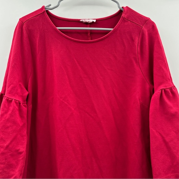 Ingrid & Isabel Maternity Red Flutter 3/4 Sleeve Round Neck Mini Shift Dress M - Picture 4 of 16